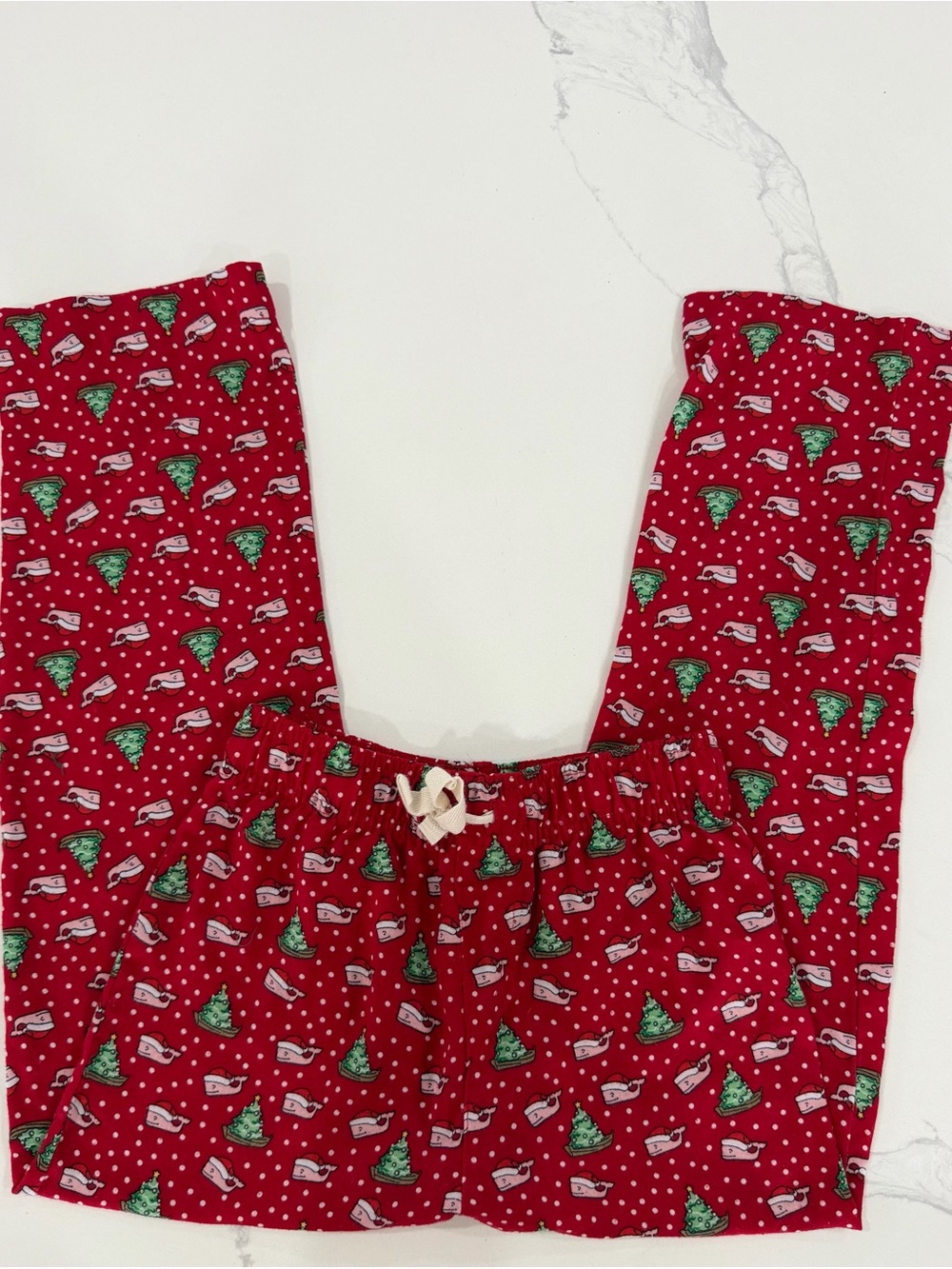 Vineyard Vines Kids Holiday Santa Whale Pajama Flannel Pants Red Size Small 8-10